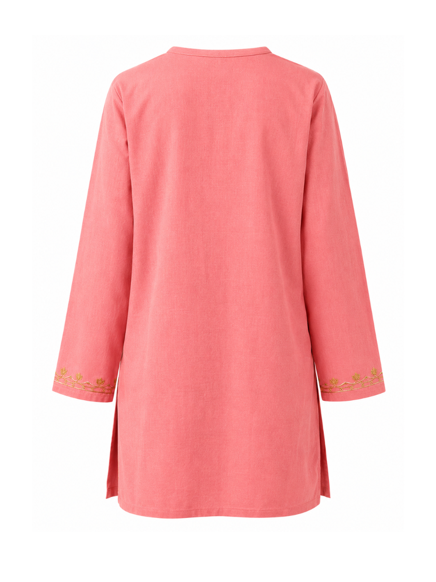 Noor : Aari embroidery summer kurti | Rose Pink